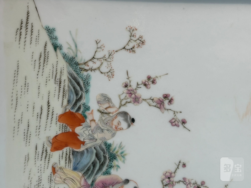 民国 粉彩婴戏图挂屏 - 图15